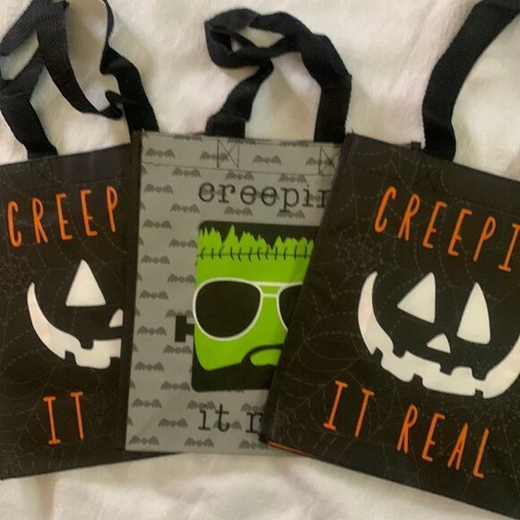 Halloween Trick or Treat Plastic Bags Set of 3 - Picture 1 of 7